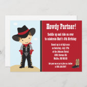 Invitation à la fête d'anniversaire de Cowboy (Devant / Derrière)