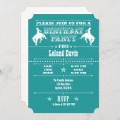 Invitation à la fête d'anniversaire de Cowboy Rode (Devant / Derrière)