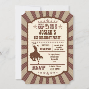 Invitation à la fête d'anniversaire de Cowboy Rode