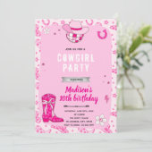 Invitation à la fête d'anniversaire de cowgirl (Debout devant)