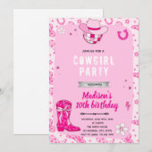 Invitation à la fête d'anniversaire de cowgirl (Devant / Derrière)