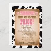 Invitation à la fête d'anniversaire de Cowgirl (Devant / Derrière)