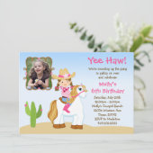 Invitation à la fête d'anniversaire de Cowgirl Hor (Debout devant)