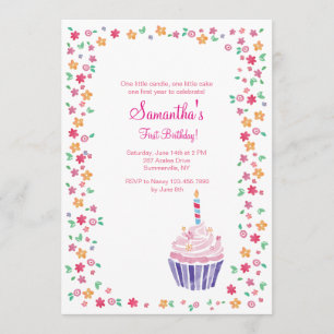 Invitation à la fête d'anniversaire de Cupcake