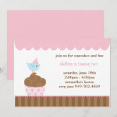 Invitation à la fête d'anniversaire de Cupcake (Devant / Derrière)