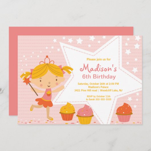 Invitation à la fête d'anniversaire de Cupcake Fai (Devant / Derrière)