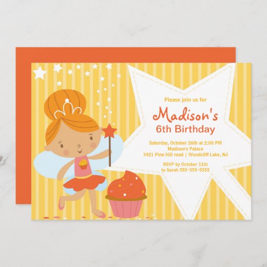 Invitation à la fête d'anniversaire de Cupcake Fai (Devant / Derrière)