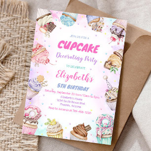 Invitation à la fête d'anniversaire de Cupcake Suc