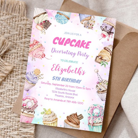 Invitation à la fête d'anniversaire de Cupcake Suc