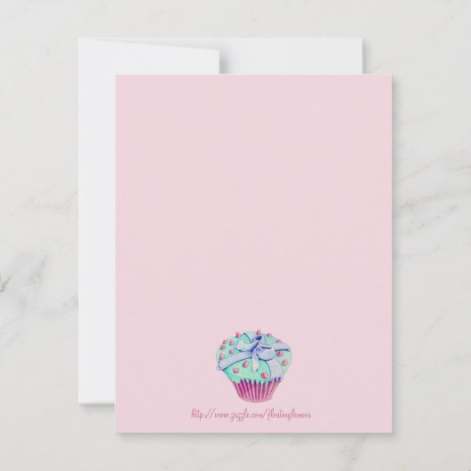 Invitation à la fête d'anniversaire de Cupcake tor (Dos)