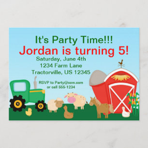 Invitation à la fête d'anniversaire de Cute Farm