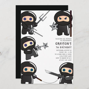 Invitation à la fête d'anniversaire de Cute Ninja