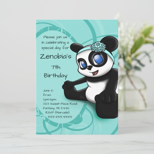 Invitation à la fête d'anniversaire de Cute Panda (Debout devant)