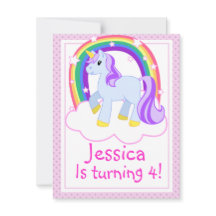 Invitation à la fête d'anniversaire de Cute Unicor