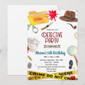 Invitation à la fête d'anniversaire de détective (Devant / Derrière)