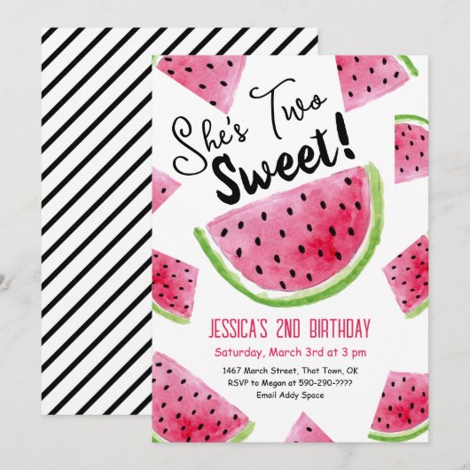 Invitation à la fête d'anniversaire de deux melons (Devant / Derrière)