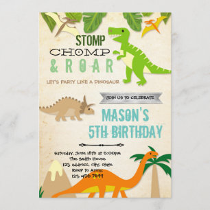 Invitation à la fête d'anniversaire de Dinosaur