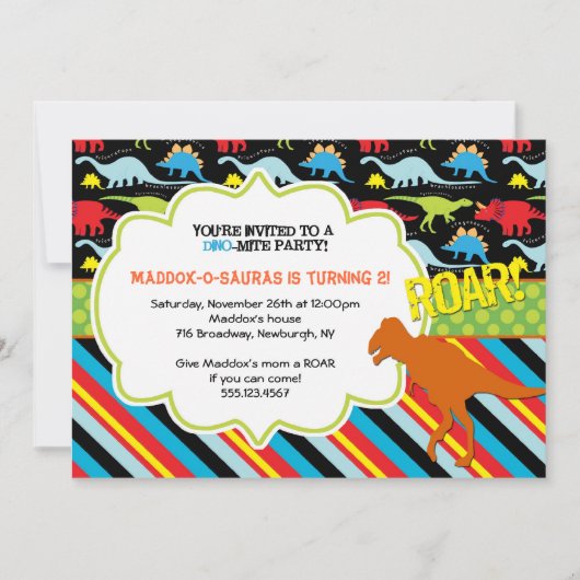 Invitation à la fête d'anniversaire de Dinosaur (Devant)