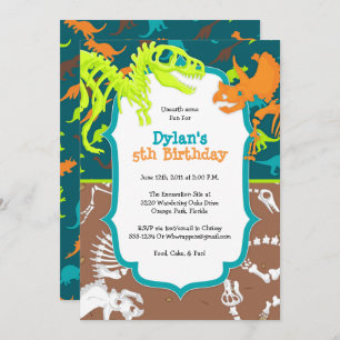 Invitation à la fête d'anniversaire de Dinosaur Di