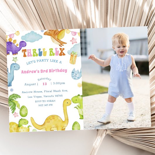 Invitation à la fête d'anniversaire de Dinosaur Th