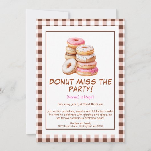 Invitation à la fête d'anniversaire de Donut - Col (Devant)
