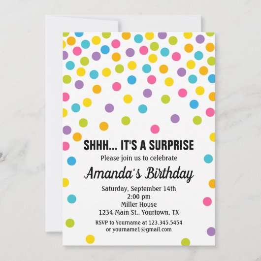 Invitation à la fête d'anniversaire de Dots (Devant)