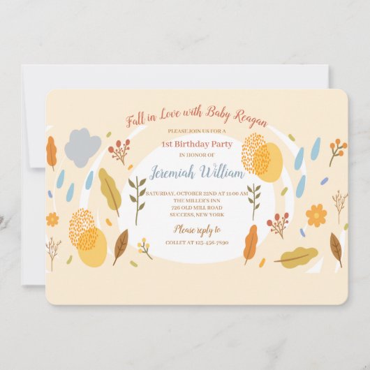 Invitation à la fête d'anniversaire de Fall in Lov (Devant)
