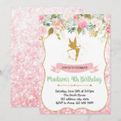 Invitation à la fête d'anniversaire de Fée (Devant / Derrière)