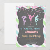 Invitation à la fête d'anniversaire de fille gymna (Devant / Derrière)