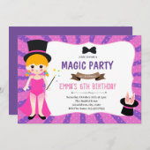 Invitation à la fête d'anniversaire de fille magiq (Devant / Derrière)