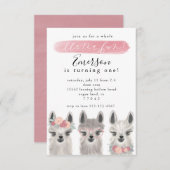 Invitation à la fête d'anniversaire de Floral Llam (Devant / Derrière)