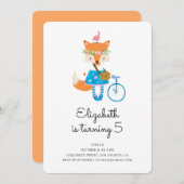 Invitation à la fête d'anniversaire de Fox. Fille (Devant / Derrière)