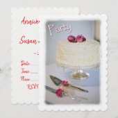 Invitation à la fête d'anniversaire de gâteau et r (Devant / Derrière)