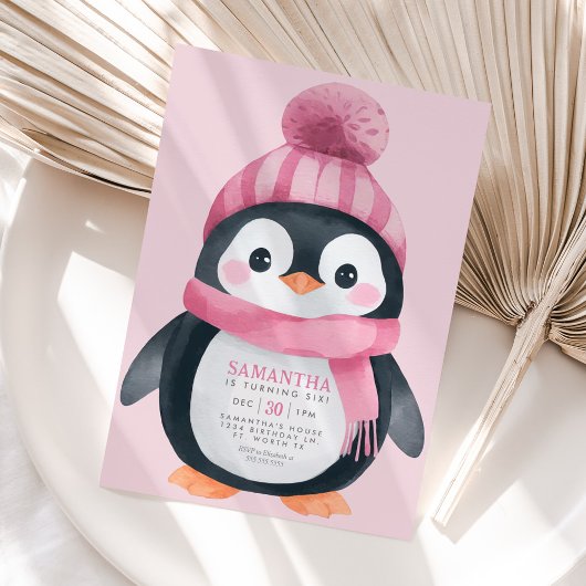 Invitation à la fête d'anniversaire de Girl Pengui