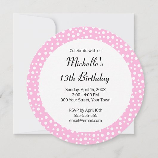 Invitation à la fête d'anniversaire de Girly Pink  (Dos)