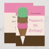 Invitation à la fête d'anniversaire de glace à tro (Devant / Derrière)