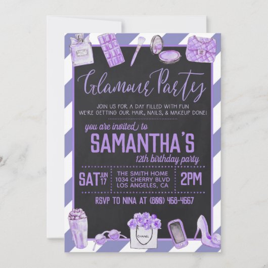 Invitation à la fête d'anniversaire de Glamor (Devant)