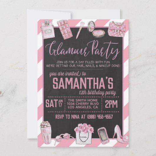 Invitation à la fête d'anniversaire de Glamor (Devant)