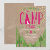 Invitation à la fête d'anniversaire de Glamping po (Devant / Derrière)
