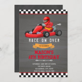 Invitation à la fête d'anniversaire de Go kart (Devant / Derrière)