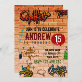 Invitation à la fête d'anniversaire de Graffiti (Devant / Derrière)