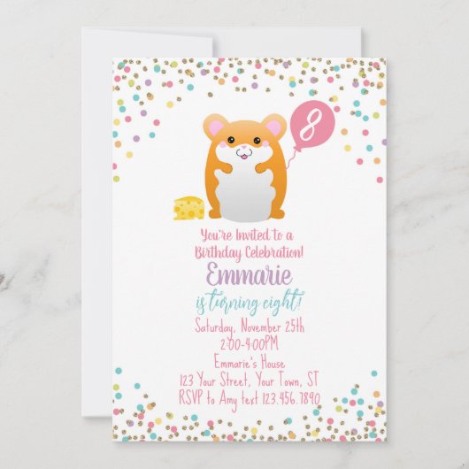 Invitation à la fête d'anniversaire de Hamster Con (Devant)