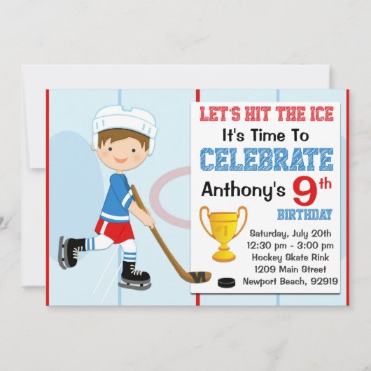 Invitation à la fête d'anniversaire de hockey (Devant)