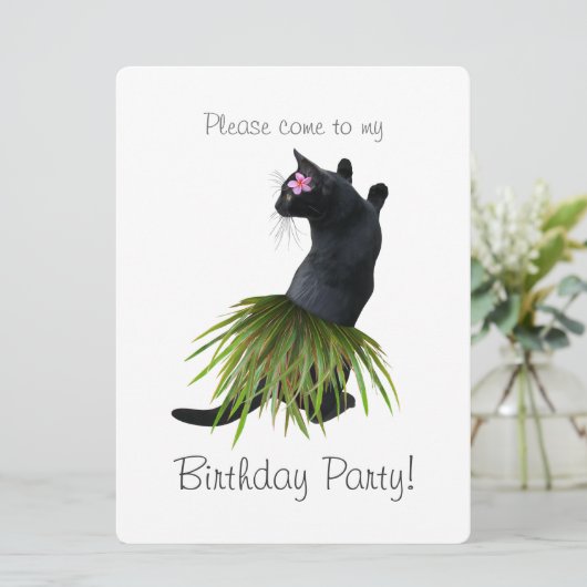 Invitation à la fête d'anniversaire de Hula Cat (Debout devant)