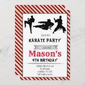 Invitation à la fête d'anniversaire de karaté (Devant / Derrière)