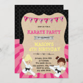 Invitation à la fête d'anniversaire de karaté (Devant / Derrière)