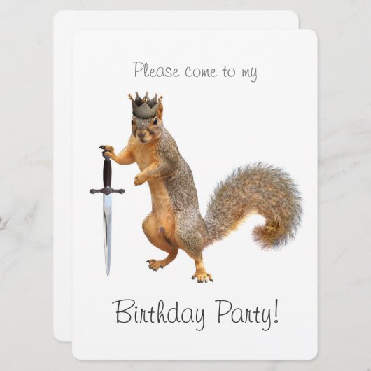 Invitation à la fête d'anniversaire de King Squirr (Devant / Derrière)