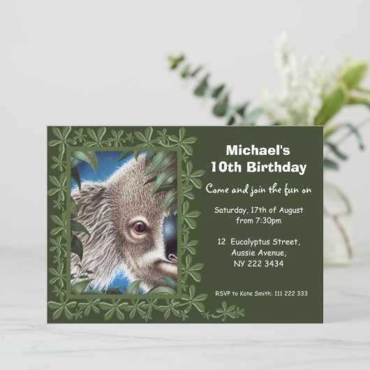 Invitation à la fête d'anniversaire de Koala (Debout devant)