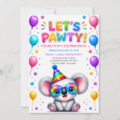 Invitation à la fête d'anniversaire de koala Let's (Devant)