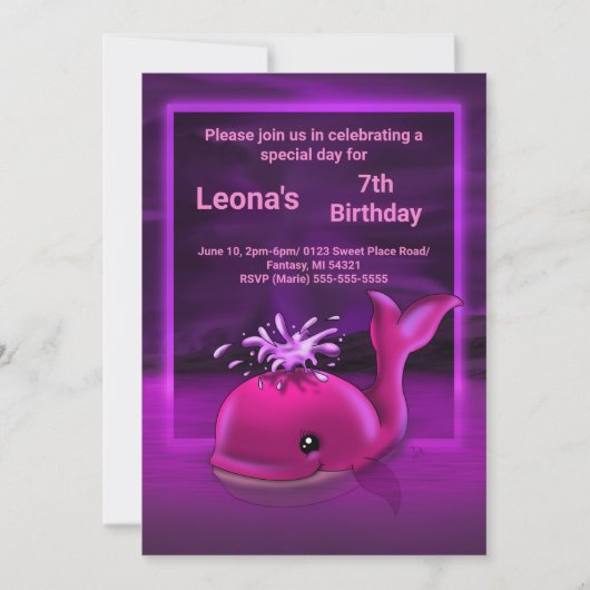 Invitation à la fête d'anniversaire de la baleine (Devant)